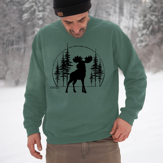 Big Moose Apparel Moose Lodgepole Pine Tree pigment dyed crewneck sweatshirt pulllover