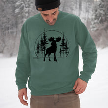 Load image into Gallery viewer, Big Moose Apparel Moose Lodgepole Pine Tree pigment dyed crewneck sweatshirt pulllover