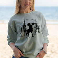 Load image into Gallery viewer, Big Moose pine trees ladies sweatshirt sage