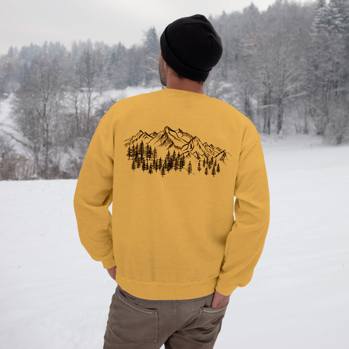 mountain sketch landscape montana scene crewneck sweatshirt