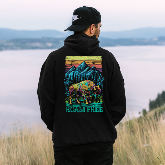 Roam Free Bison Hoodie Yellowstone Buffalo